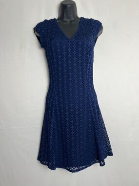 Aqua Navy Crochet Midi Dress